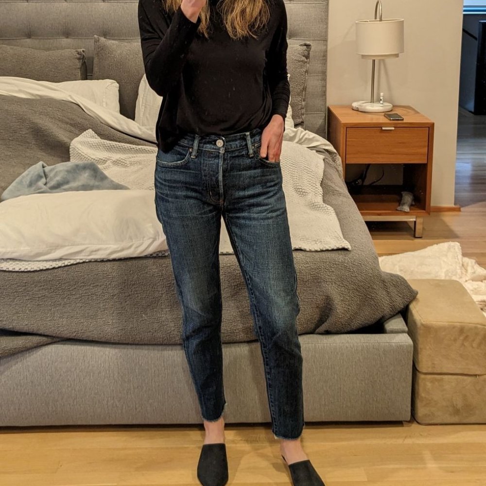 Moussy Denim Angla Tapered Mid Jeans Size 24 Dark Blue Jeans